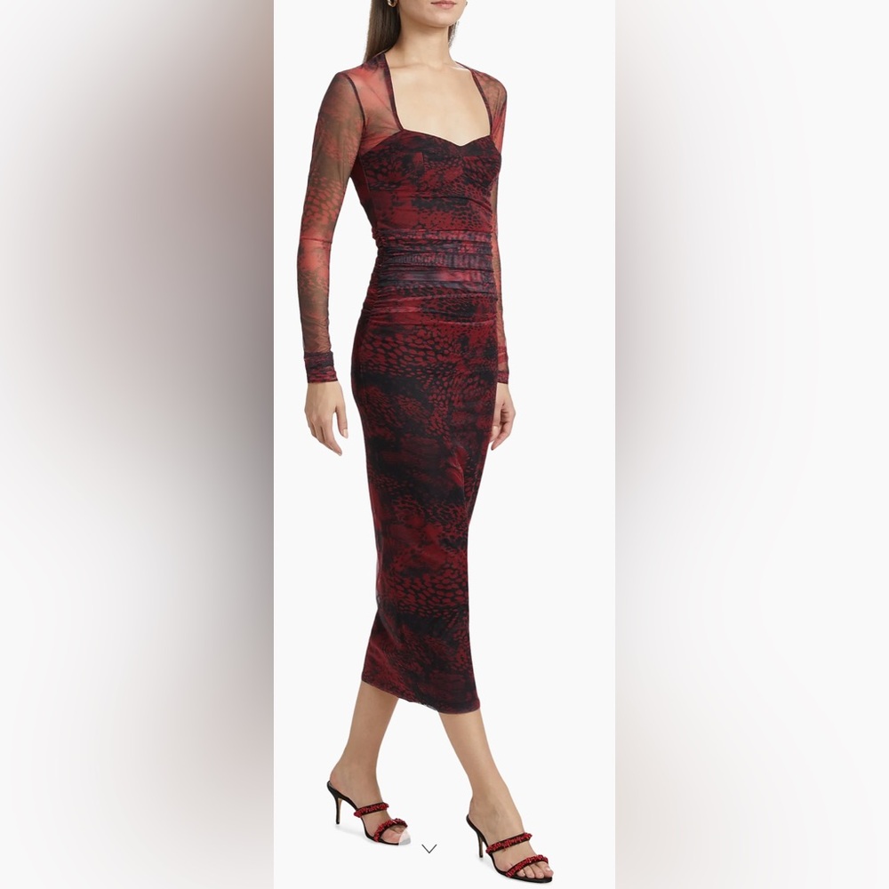 Amanda Uprichard Red and Black Midi Dress